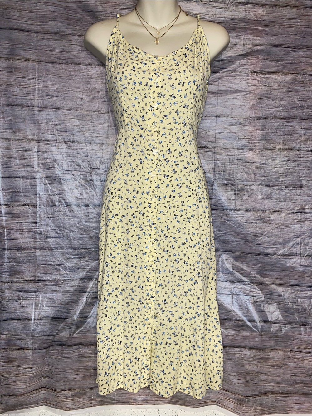 Arizona Jean Company Yellow Floral Midi Button Down Dress